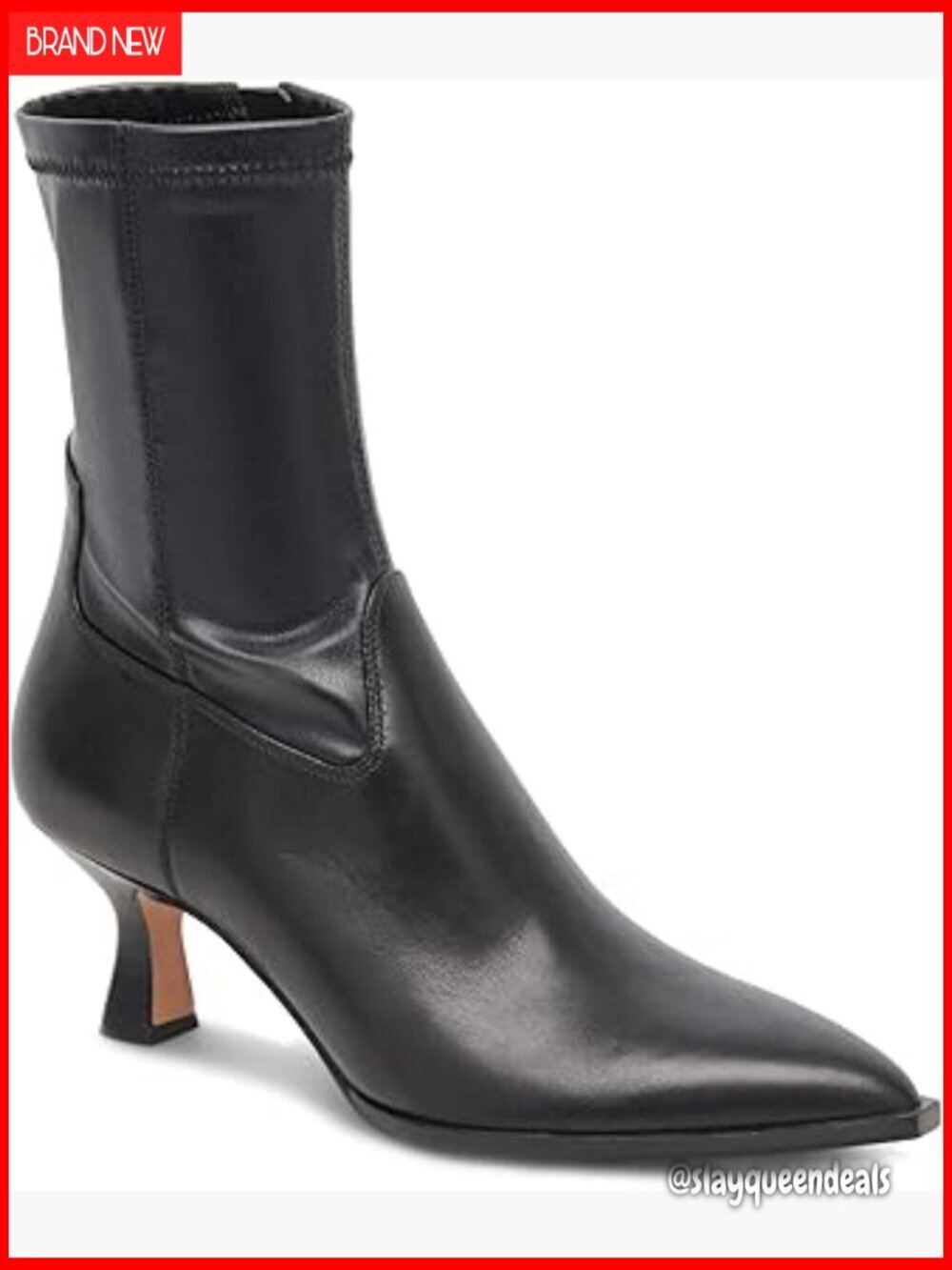 Pointed Toe Ankle Boots with Kitten Heel Side Zipper Leather Booties